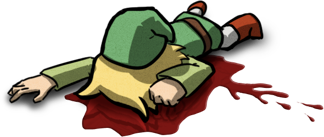 written: it looks like you found a Dead Link, with an image of link from Zelda laying facedown on the floor, blood pooling beneath